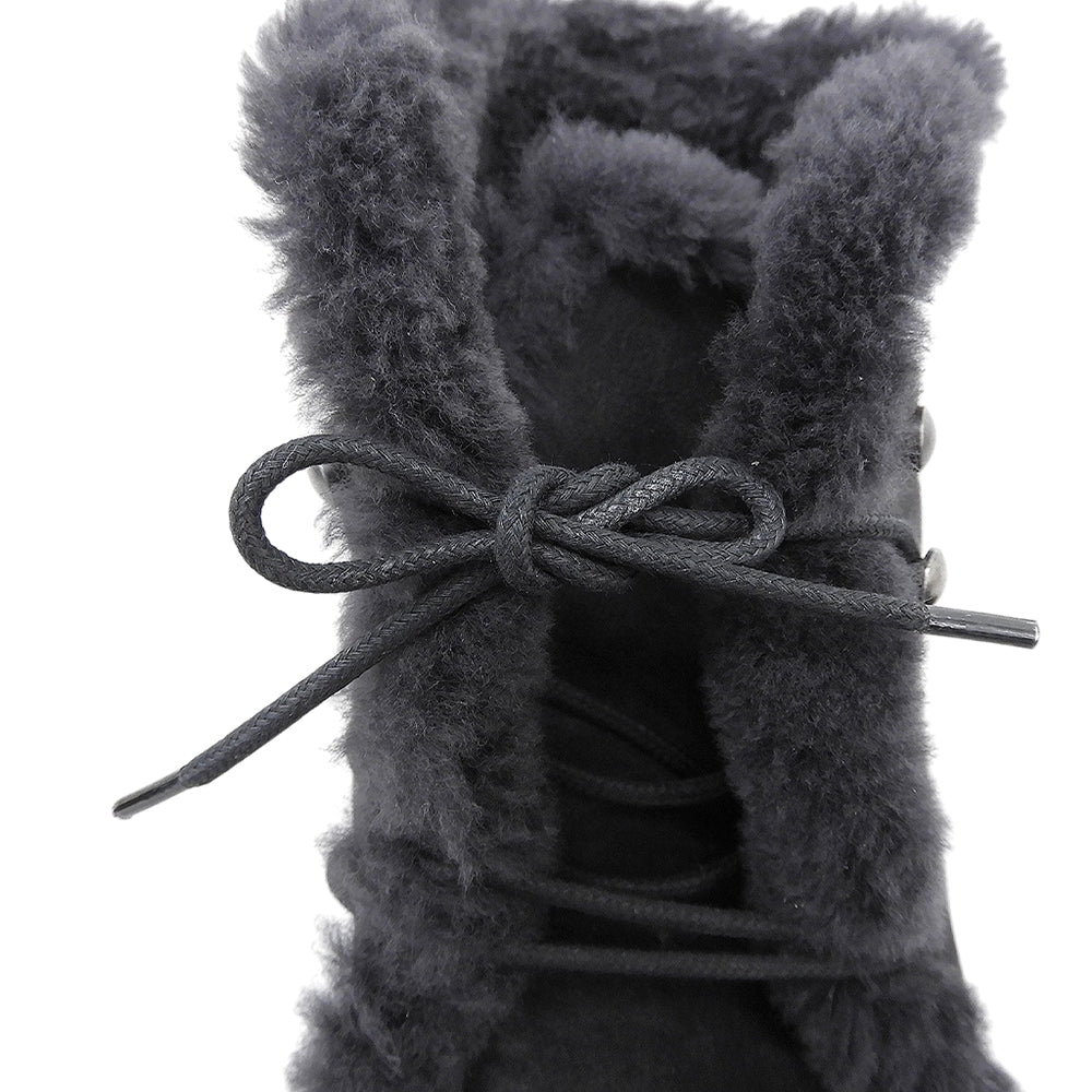 Loro Piana ロロピアーナ 美品 ムートンボア チャッカブーツ シューズ レディース 黒 ブラック シューズ