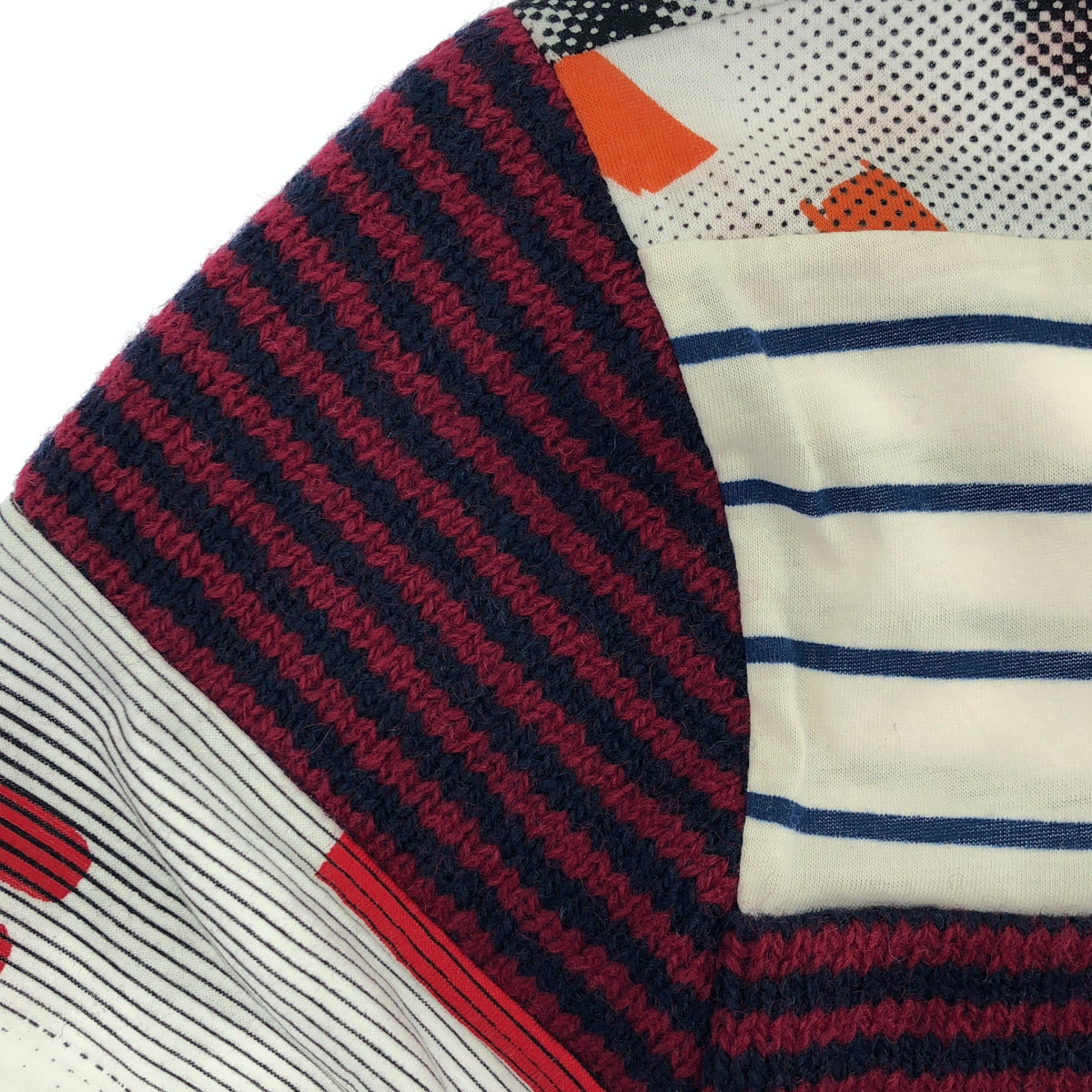 PRADA プラダ UJL935 Mixed-Material Multicolor Triangle Logo Cutsew Tops