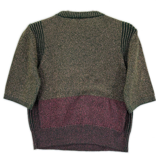DRIES VAN NOTEN ドリスヴァンノッテン 51158-12-021115 グリーン系 ラメニット 半袖カットソー トップス