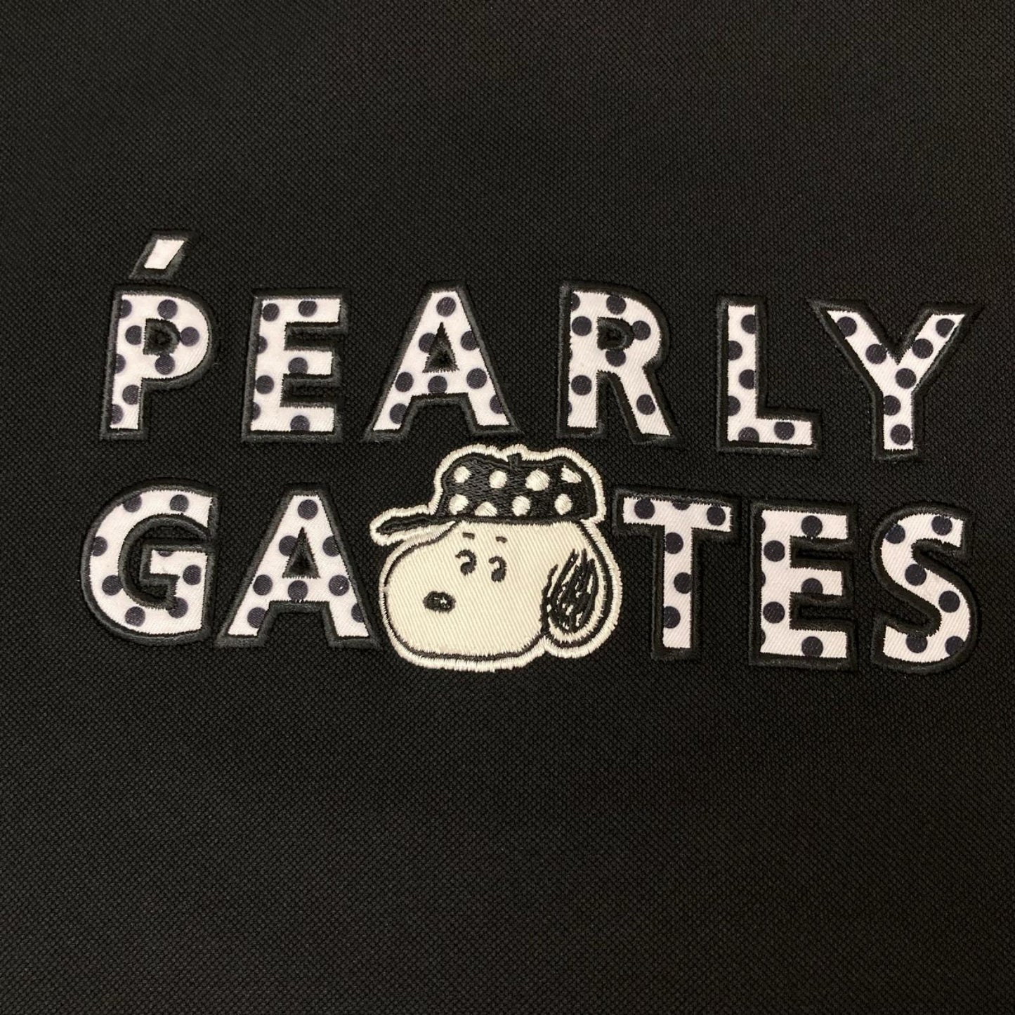 PEARLY GATES パーリーゲイツ 053-5260031 ×ピーナッツ スヌーピー刺繍 ブラック ポロシャツ トップス