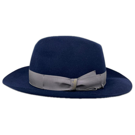 Borsalino navy felt fedora hat