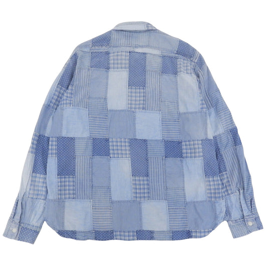 POLObyRalphLauren ポロラルフローレン 美品 クラシックフィット パッチワーク チェックシャツ トップス メンズ ブルー L 26SS トップス