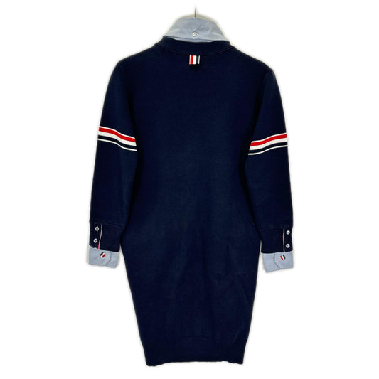 THOM BROWNE トムブラウン 22AW FKC469-Y3007 ネイビー×ブルー RWB シャツ ドッキングロングカーディガン トップス