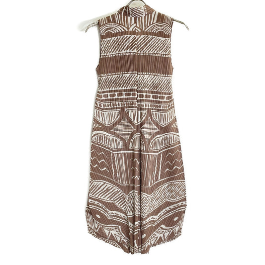 PLEATS PLEASE Brown-Grey/Ivory PP63-JH702 Long Shirt/Cardigan Top