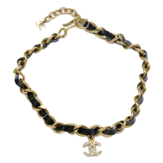 CHANEL シャネル ゴールド/ブラック パテントテープ 95P チョーカー チョーカー -