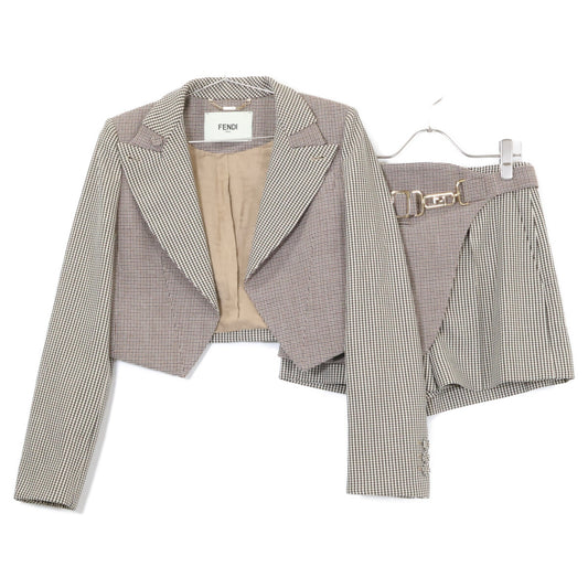 FENDI フェンディ 【美品/国内正規】FJ7292/FR6410 AKSM ガンクラブチェック ショートジャケット/ショートパンツ セットアップ スーツ セットアップ