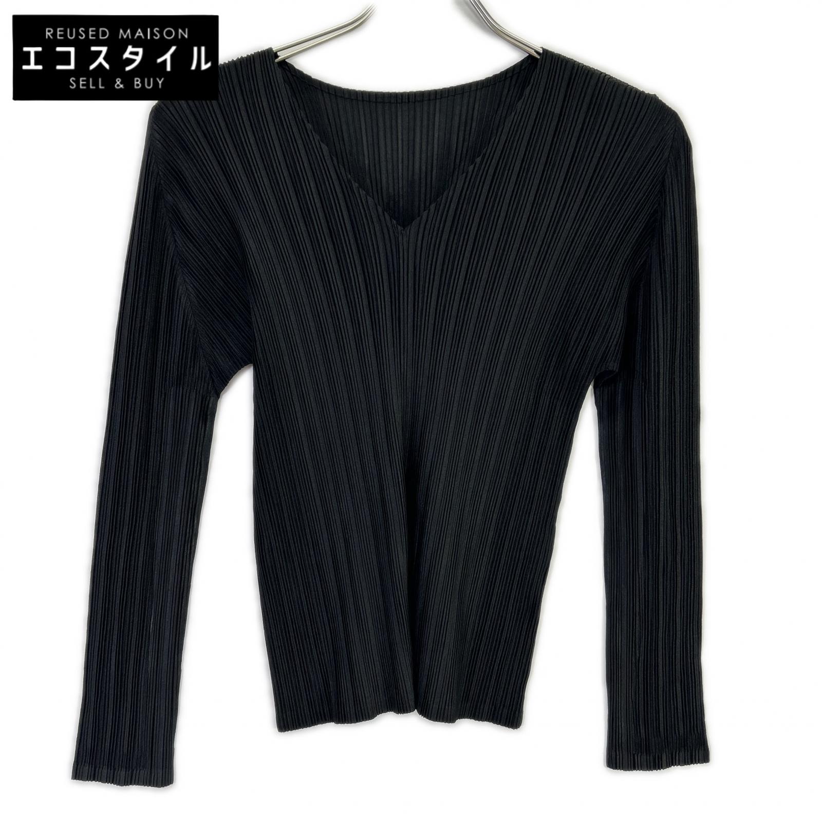 PLEATS PLEASE プリーツプリーズ ブラック PP71-FK331 Vネックプリーツ