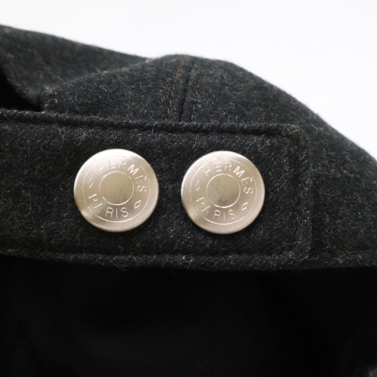 HERMES excellent condition/domestic authorized H-embroidered wool cap