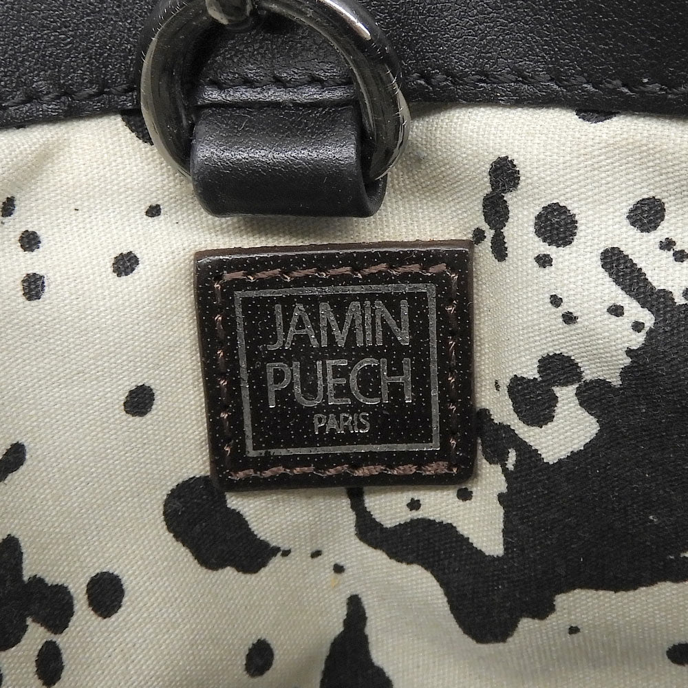 JAMIN PUECH ジャマンピュエッシュ レザー×ファー ハンドバッグ レディース ブラック ハンドバッグ