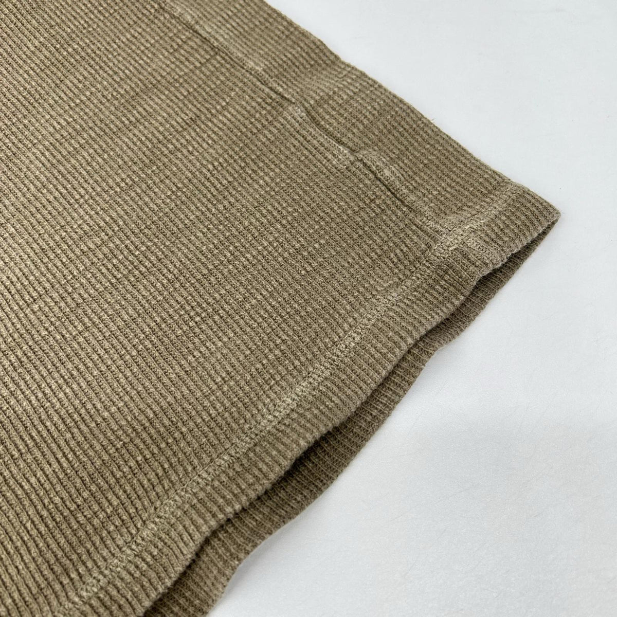 RRL ダブルアールエル カーキグレー コットン ヘンリーネック サーマルニット トップス