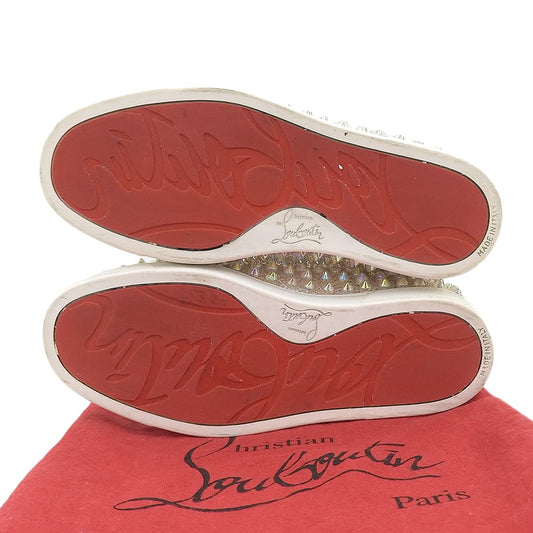 CHRISTIAN LOUBOUTIN クリスチャンルブタン 美品 ROLLER BOAT ラメ スタッズ スリッポン スニーカー シューズ レディース シルバー系 34 シューズ
