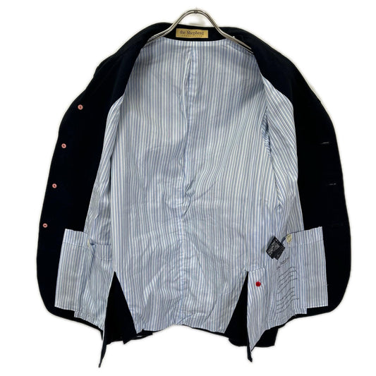 UNDER COVER Undercover US09101 navy cotton×linen cavalry-twill puckering jacket jacket