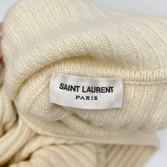 SAINT LAURENT PARIS サンローランパリ 21年製 666098 アイボリー ウールカシミヤ リブ編み タートルネックニット トップス