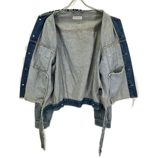 BALENCIAGA Balenciaga 18 529178 Blue logo-collar denim trucker jacket Jacket