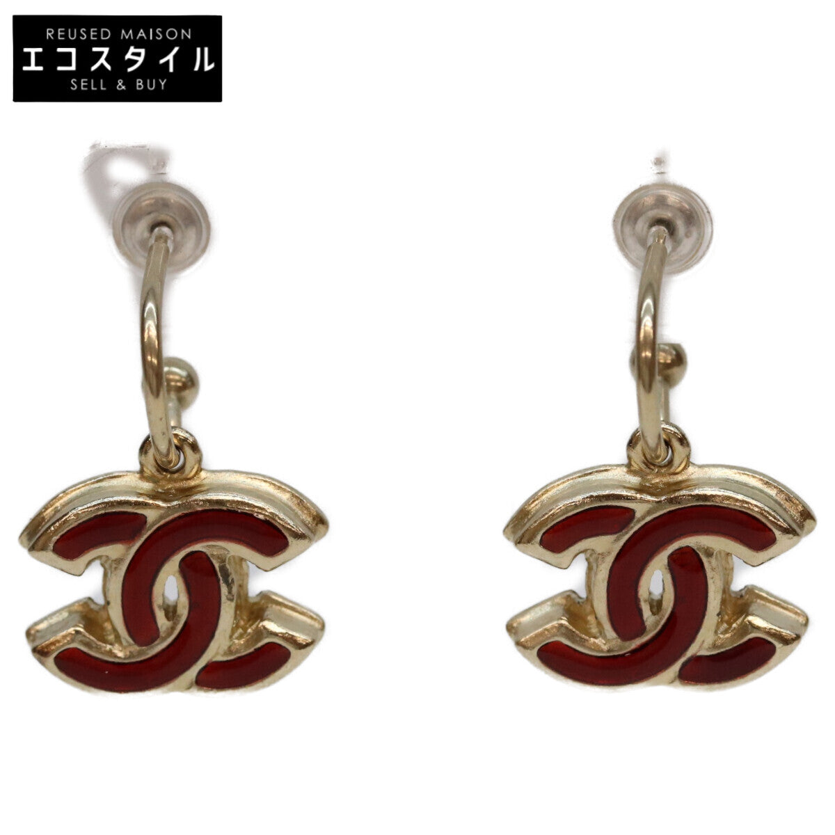 CHANEL シャネル 08P ゴールド レッドココマーク フープピアス ピアス 