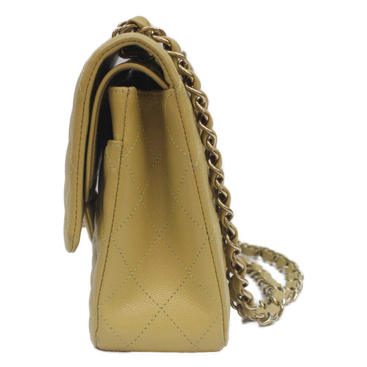 CHANEL A01112 Pistachio Green Caviar GHW Double Flap Matelasse 25 Shoulder Bag