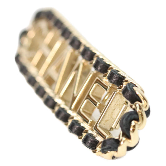 CHANEL F21V Gold Black Braided Logo Hair Clip Hair Accessory