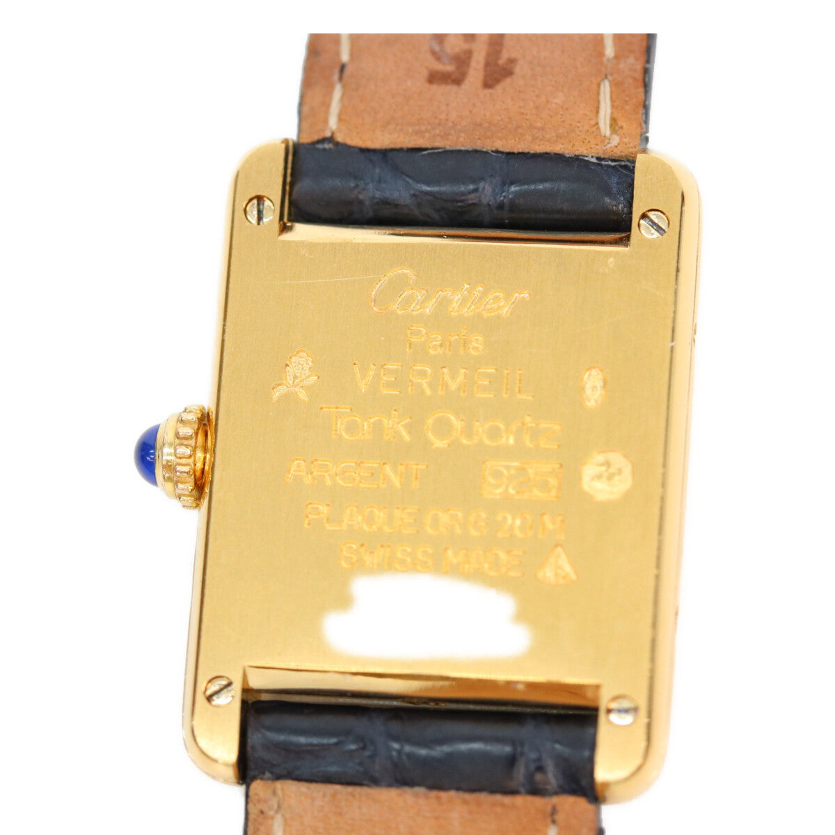 Cartier カルティエ 82-95s 925 トリニティ文字盤 マストタンクSM ヴェルメイユ 革 QZ 腕時計