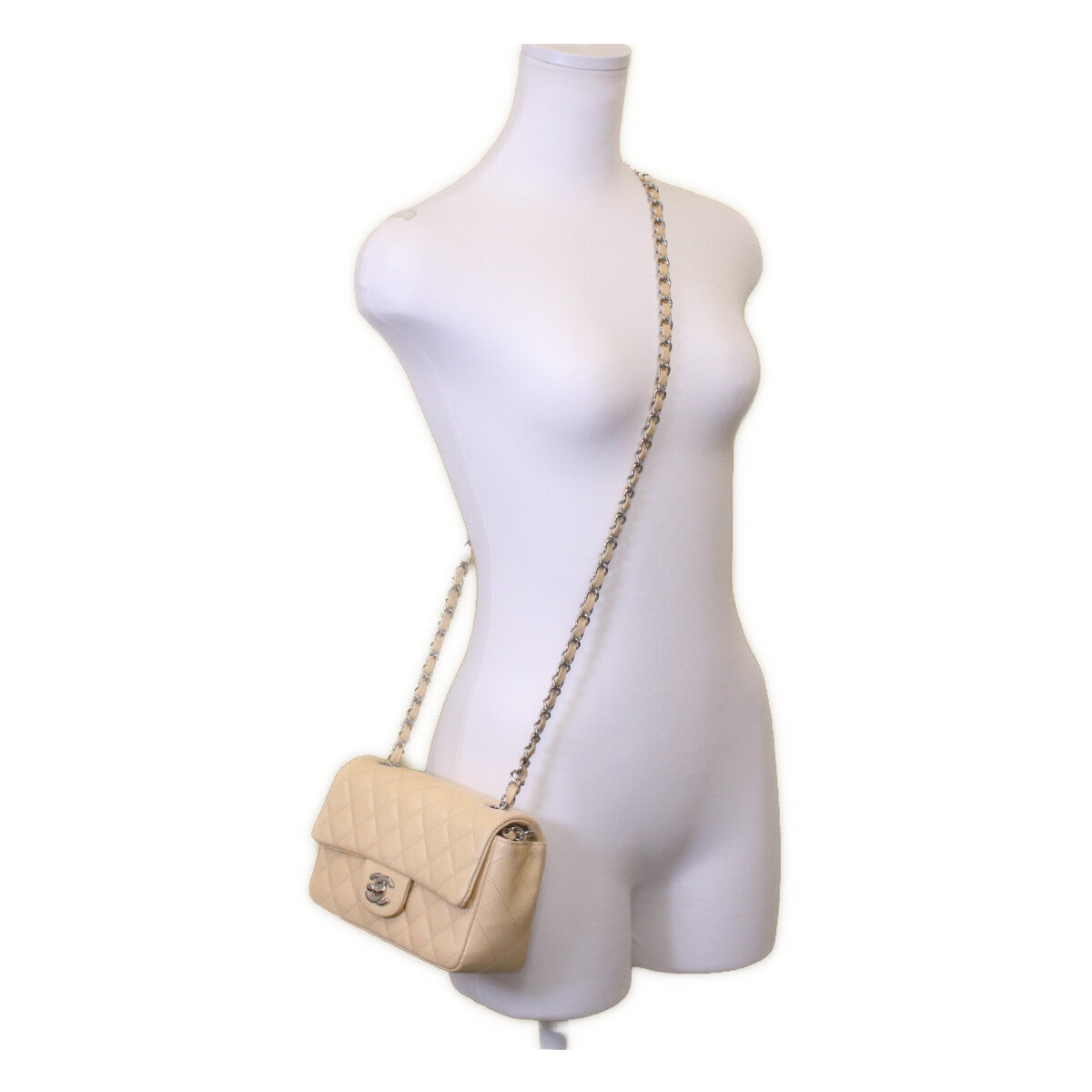 CHANEL シャネル 19番 A69900 ベージュ キャビア シルバー金具 ミニマトラッセ20 ショルダーバッグ