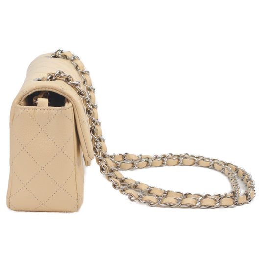 CHANEL 19 A69900 Beige Caviar Silver Hardware Mini Matelasse 20 Shoulder Bag