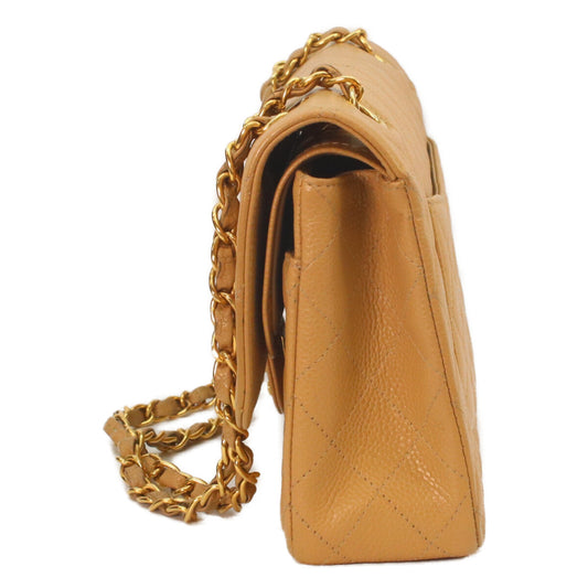 CHANEL Chanel #6 A01112 Beige Caviar Gold Hardware Matelasse 25 Shoulder Bag