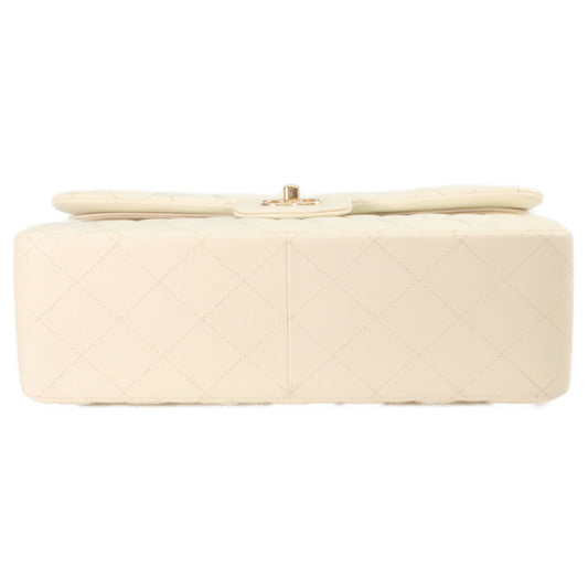 CHANEL Chanel A58600 Ivory Caviar Gold Hardware Double Flap Jumbo Matelasse 30 Shoulder Bag