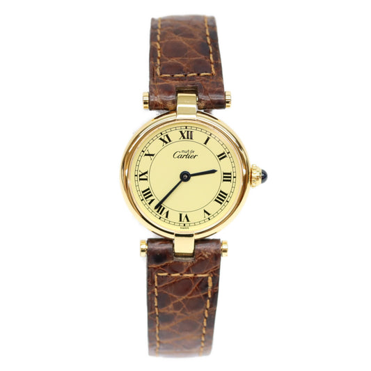 Cartier カルティエ W100225301 80-90s 925 マストヴァンドームヴェルメイユSM アイボリーサークルローマ文字盤 腕時計