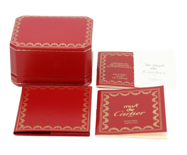 Cartier カルティエ 97年 W1000654 925 マストコリゼヴェルメイユSM アイボリーローマ文字盤 QZ 革 腕時計