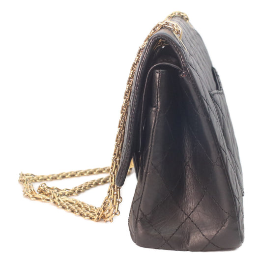 CHANEL 13 A37587 Black Aged Calfskin GHW 2.55 Matelasse 28 Chain Shoulder Bag