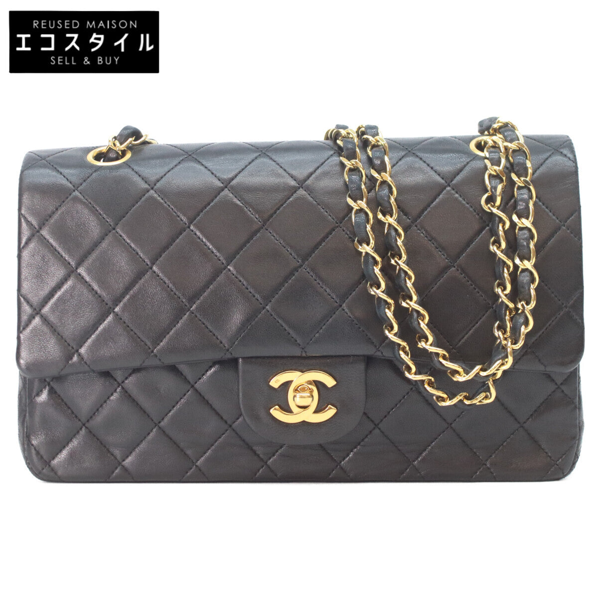 CHANEL シャネル 1番 A01112 黒 ラム ゴールド金具 マトラッセ25