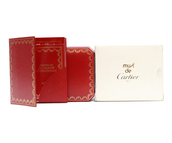 Cartier カルティエ 94年 W1000654 925 マストコリゼヴェルメイユSM ゴールド文字盤 QZ 革 腕時計