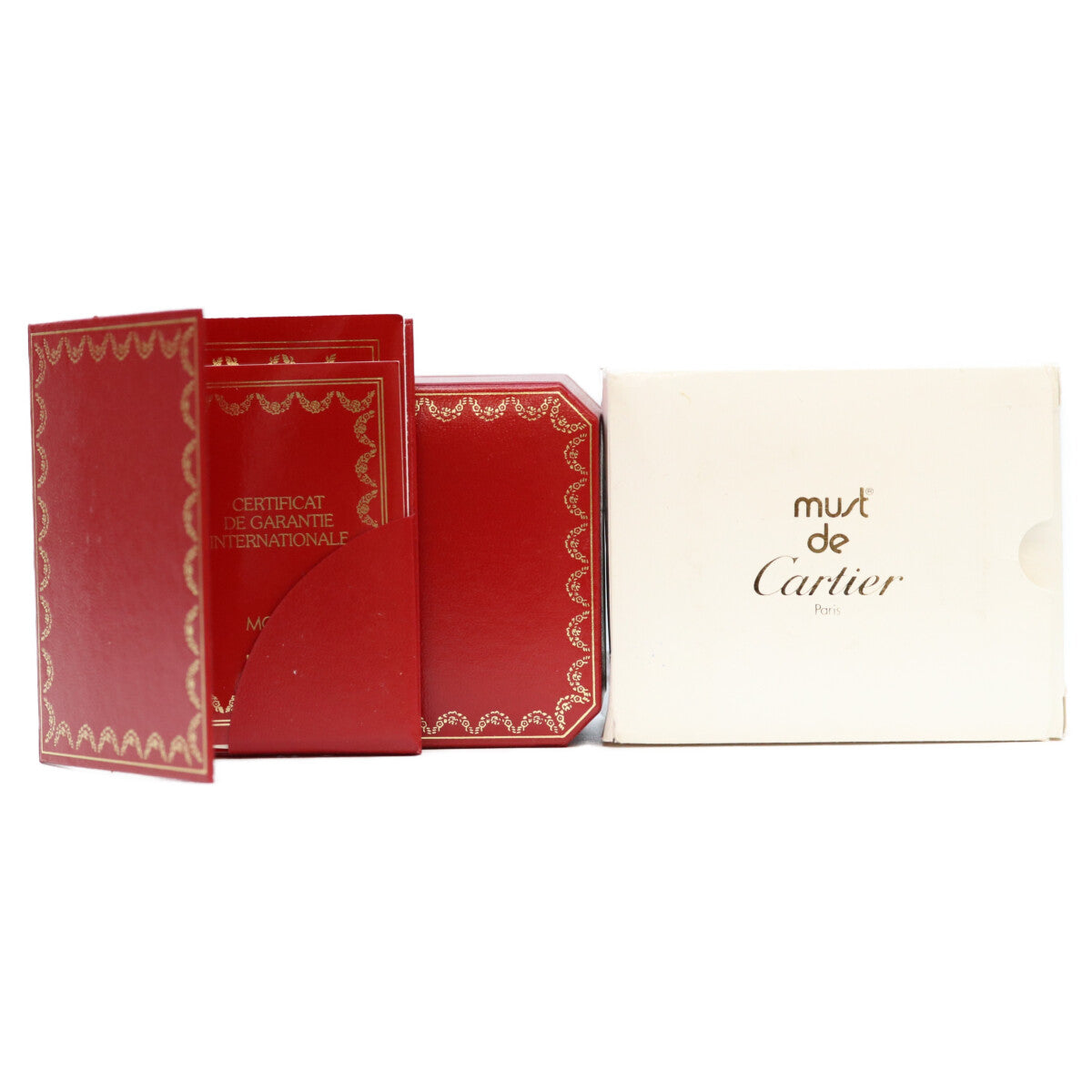 Cartier カルティエ 94年 W1000654 925 マストコリゼヴェルメイユSM ゴールド文字盤 QZ 革 腕時計