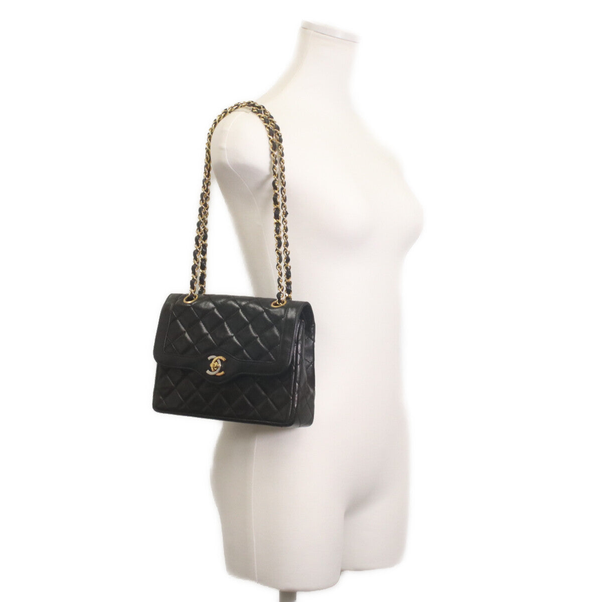 CHANEL シャネル 0番 黒ラム ダブルフラップ パリ限定 ミニマトラッセ22 ショルダーバッグ