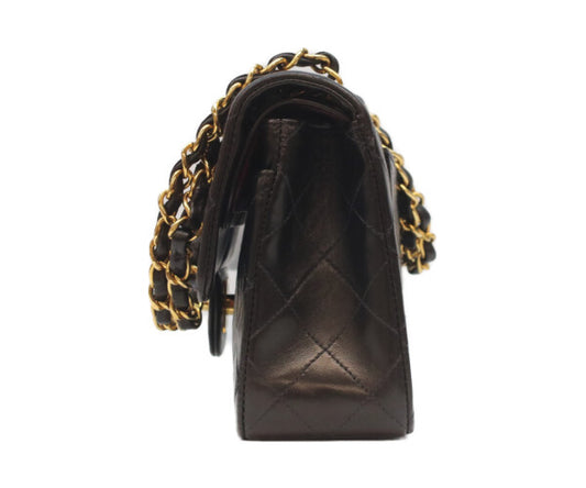 CHANEL シャネル 5番 A01113 黒ラム ゴールド金具 Wフラップ マトラッセ23 ショルダーバッグ