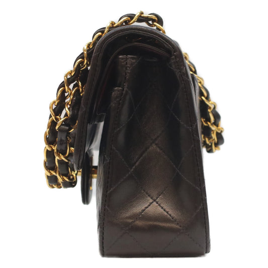 CHANEL シャネル 5番 A01113 黒ラム ゴールド金具 Wフラップ マトラッセ23 ショルダーバッグ