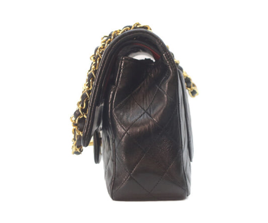 CHANEL シャネル 1番 A01112 黒ラム ゴールド金具 Wフラップ マトラッセ25 ショルダーバッグ