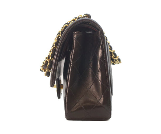 CHANEL シャネル 5番 A01112 黒ラム ゴールド金具 Wフラップ マトラッセ25 ショルダーバッグ