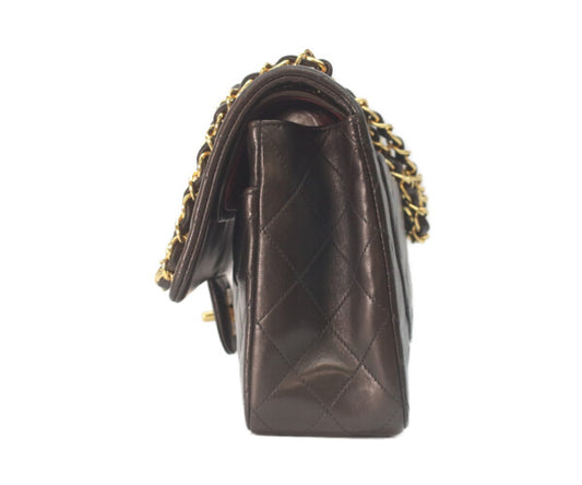 CHANEL シャネル 2番 A01112 黒ラム ゴールド金具 Wフラップ マトラッセ25 ショルダーバッグ