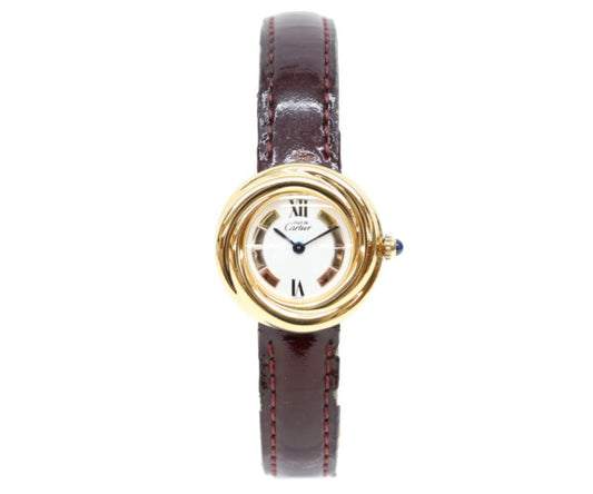 Cartier カルティエ W1010744 90s 925 マストトリニティヴェルメイユSM サイドトリニティ ホワイト文字盤 QZ 腕時計