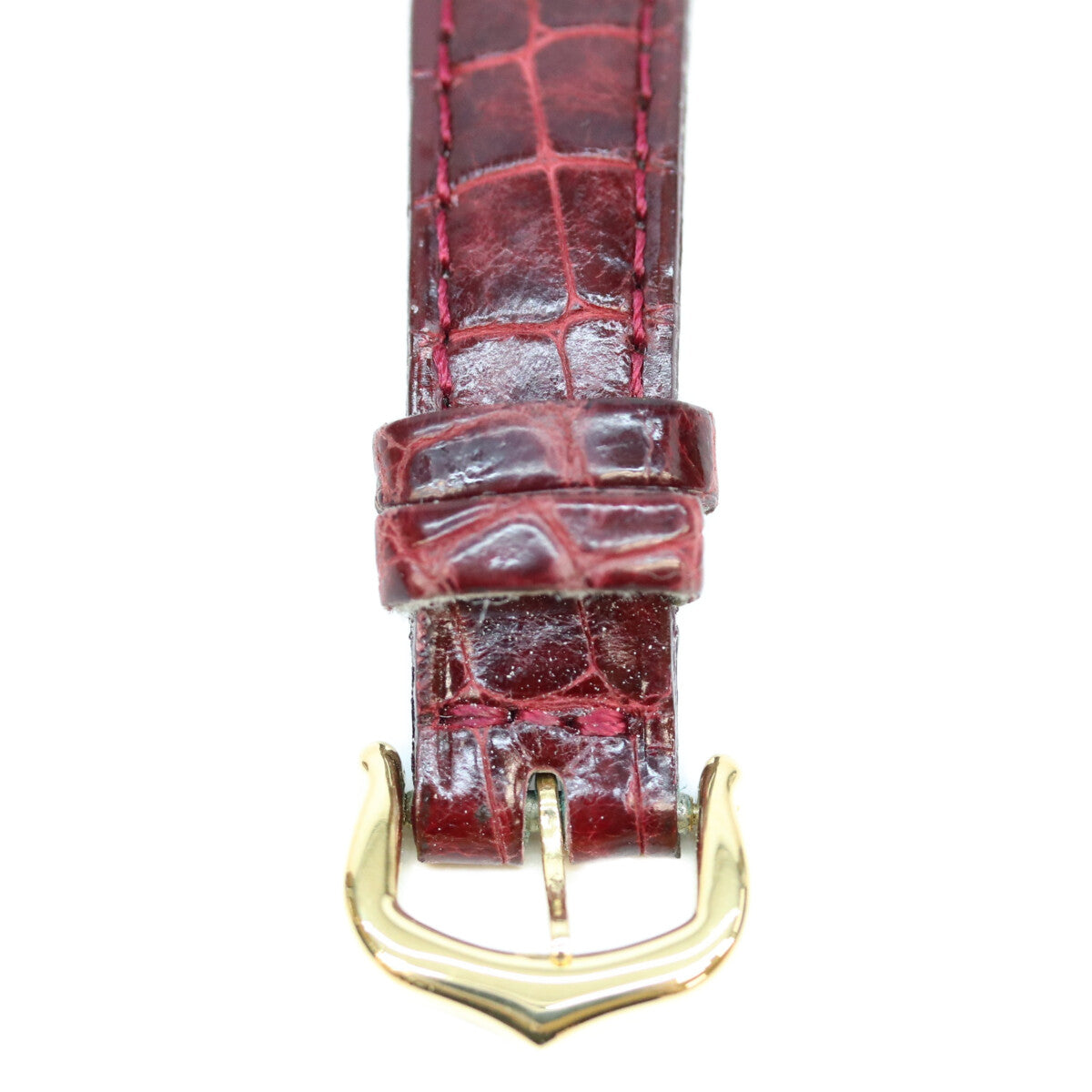 Cartier カルティエ 80-90s 925 マストヴァンドームヴェルメイユSM ボルドーゴールドローマ文字盤 QZ 赤革 腕時計
