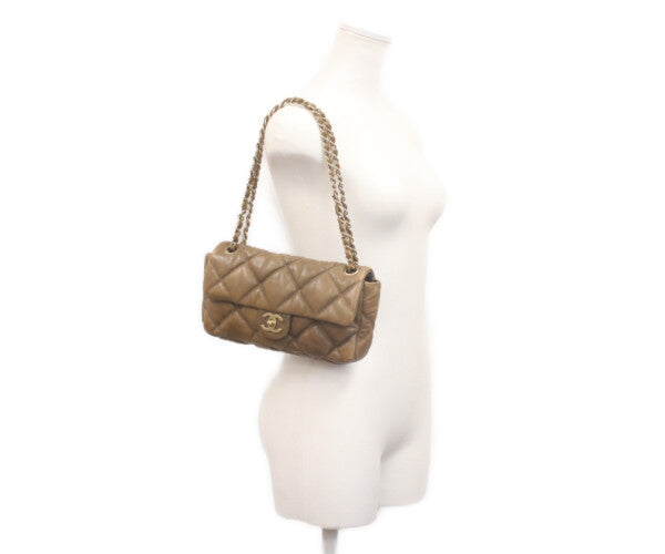 CHANEL シャネル 11番 ヴィンテージブラウン カーフ バブルキルト ゴールド金具 チェーンショルダー ショルダーバッグ