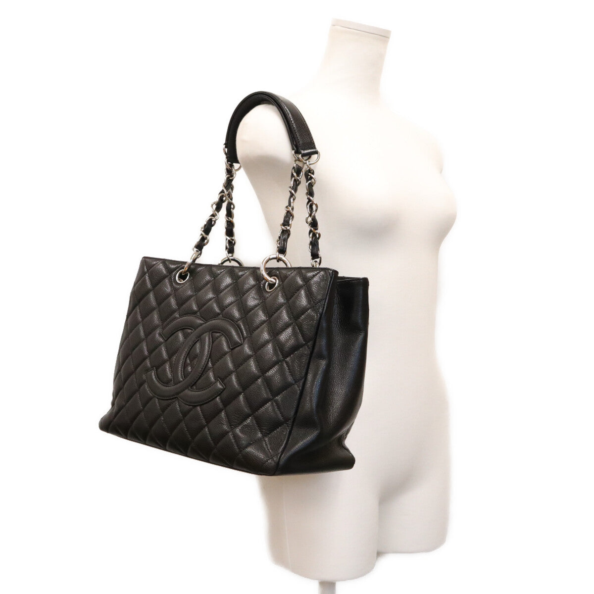 CHANEL シャネル 13番 A50995 黒 キャビア シルバー金具 GST トートバッグ