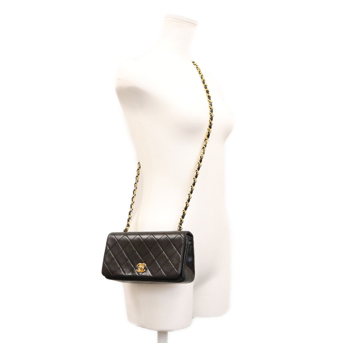 CHANEL シャネル No. 1 A03571 Black Gold Hardware Turn-Lock Full-Flap Mini Matelassé 19 Shoulder Bag