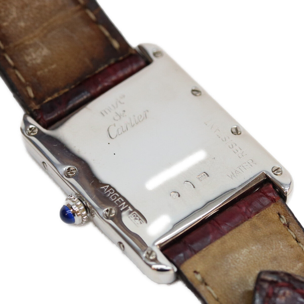 Cartier カルティエ 99‐03年 925 マストタンク GM/XL デイト SS クロコ 白ローマ文字盤 QZ 時計 腕時計