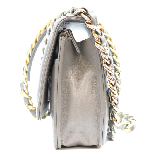 CHANEL シャネル AP0957 グレー ラム シャネル19 チェーンウォレット 財布 ショルダーバッグ