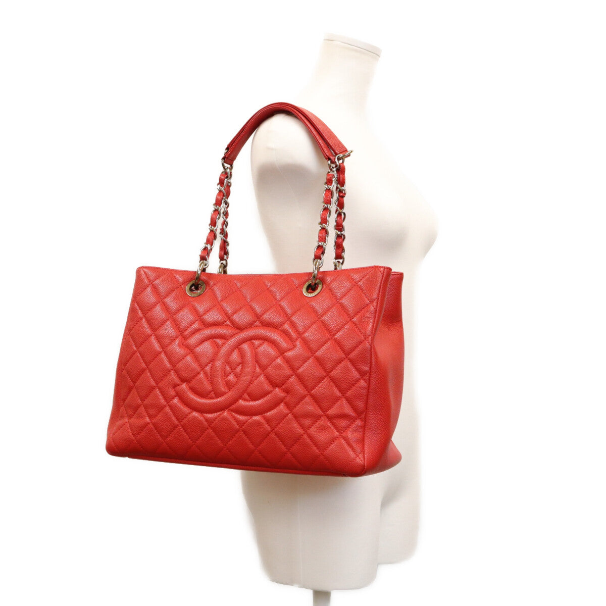 CHANEL シャネル 18番 A50995 赤 キャビア シルバー金具 GST トートバッグ トートバッグ