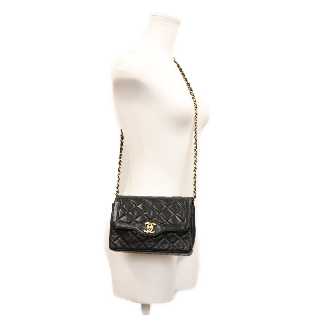 CHANEL シャネル 0番 黒 ラム パリ限定 シングルフラップ マトラッセ19 ショルダーバッグ ショルダーバッグ