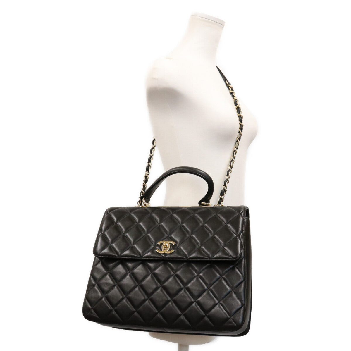 CHANEL シャネル 23番 黒 ラム ゴールド金具 トレンディCCマキシ 2WAYショルダーバッグ ショルダーバッグ