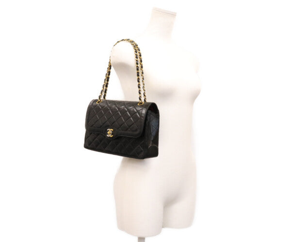 CHANEL シャネル 0番 黒 ラムスキン ダブルフラップ パリ限定 マトラッセ26 ショルダーバッグ ショルダーバッグ