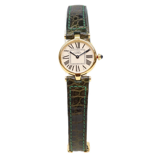 Cartier カルティエ 94年 925 マストヴァンドームヴェルメイユSM クロコ シルバーオパラン文字盤 QZ 時計 腕時計
